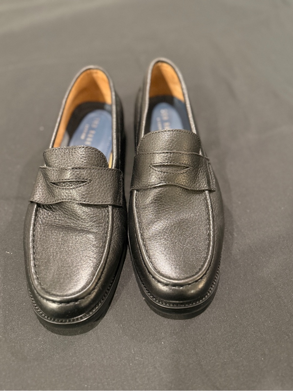 Ted Baker Black Pebble-Grain Leather Penny Loafers